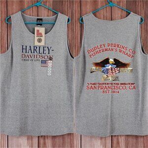 NWT Vtg 90s Harley Davidson Mens Size XL Gray Tank Top Biker Motorcycle USA Made